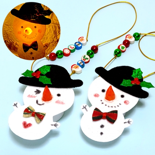 [탑키드] 만들기 크리스마스 눈사람 LED 목걸이 (3인용)