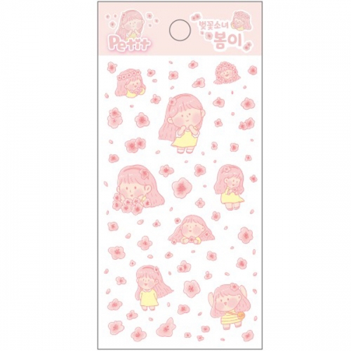 DA5579 벚꽃소녀 봄이 쁘띠팬시 다이어리 캘린더 캐릭터 계절 시즌 스티커
