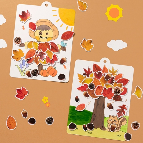 가을만들기 가을나무 허수아비 종이액자 만들기 가을나뭇잎종이액자