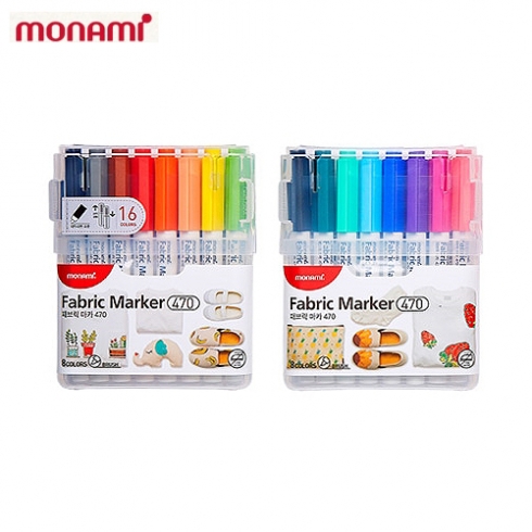 모나미 염색용마카/패브릭마카 470A 16색세트(기본15색+테두리펜)